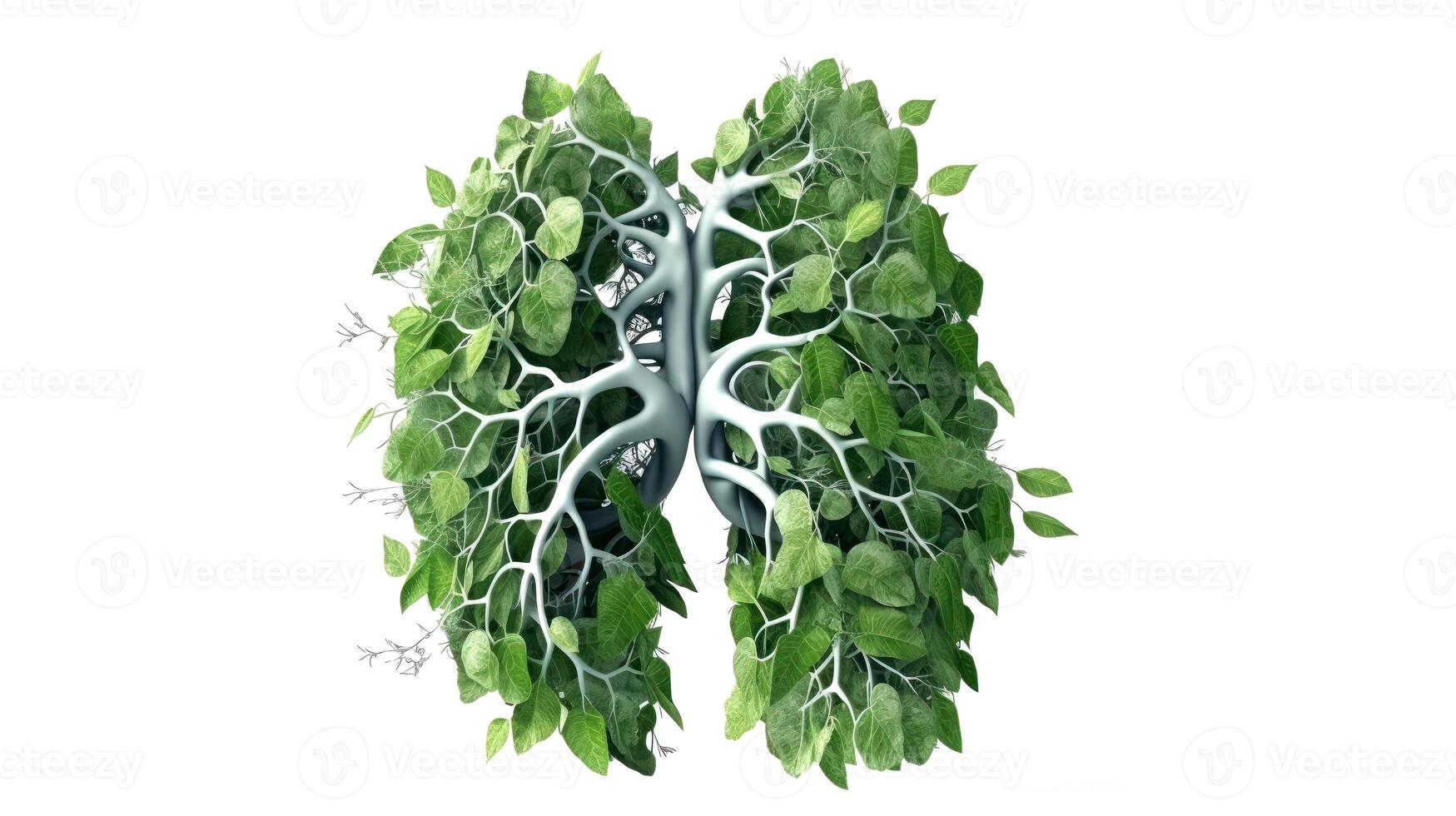 Human lungs made from leaves. Clean air without pollution concept. . photo