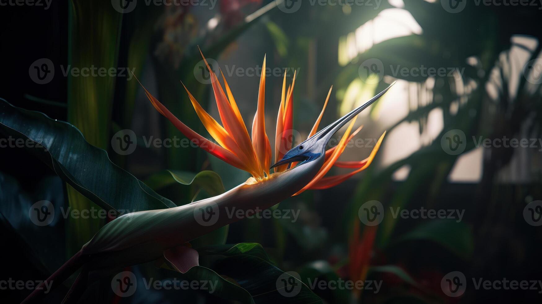 Bird of paradise flower in the forest. . photo