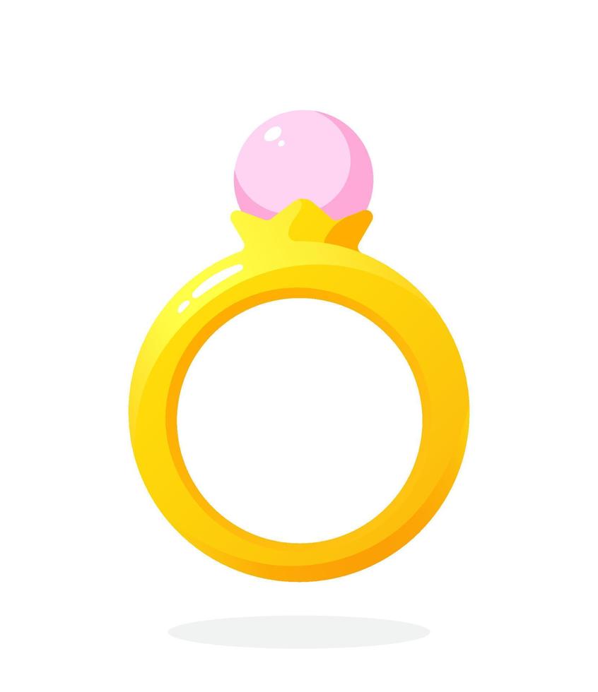 Flat illustration of golden ring with pearl vector