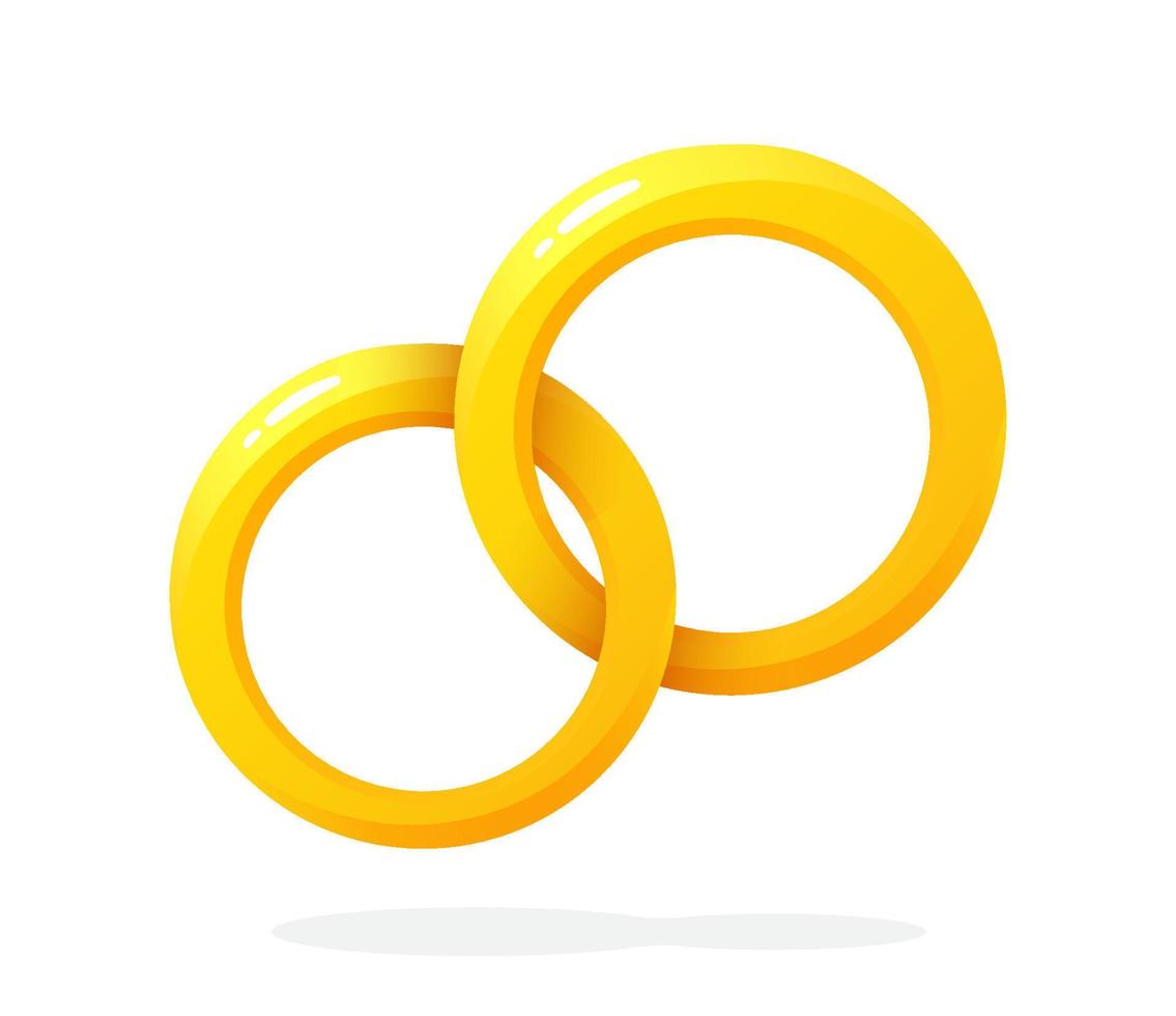 Flat illustration of two golden wedding ring vector