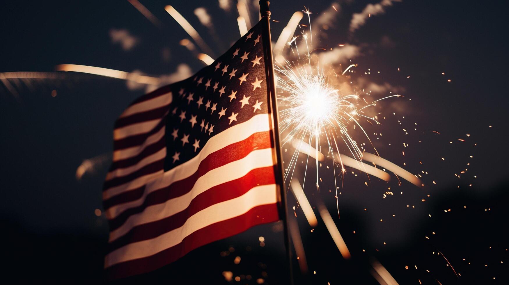 american flag and fireworks photo