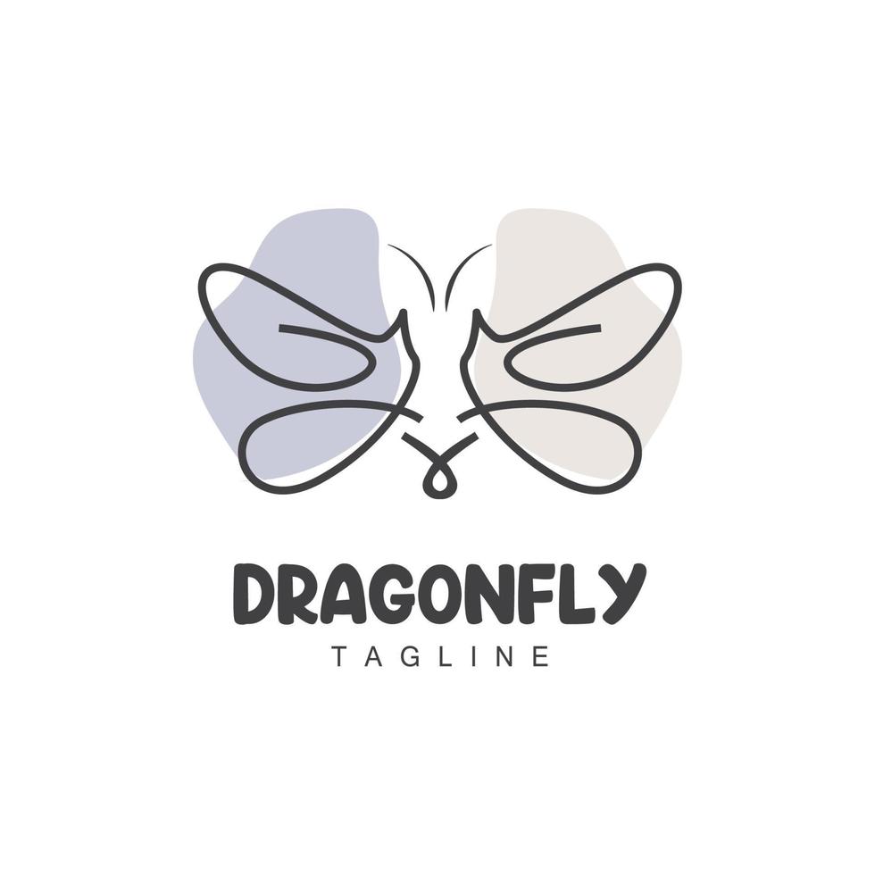 Dragonfly Logo, Flying Animal Design, Vector Simple Line Style, Icon Symbol Illustration