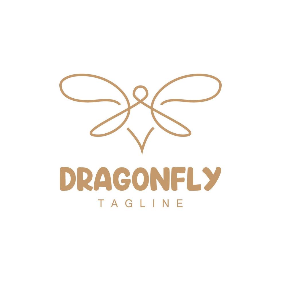 Dragonfly Logo, Flying Animal Design, Vector Simple Line Style, Icon Symbol Illustration