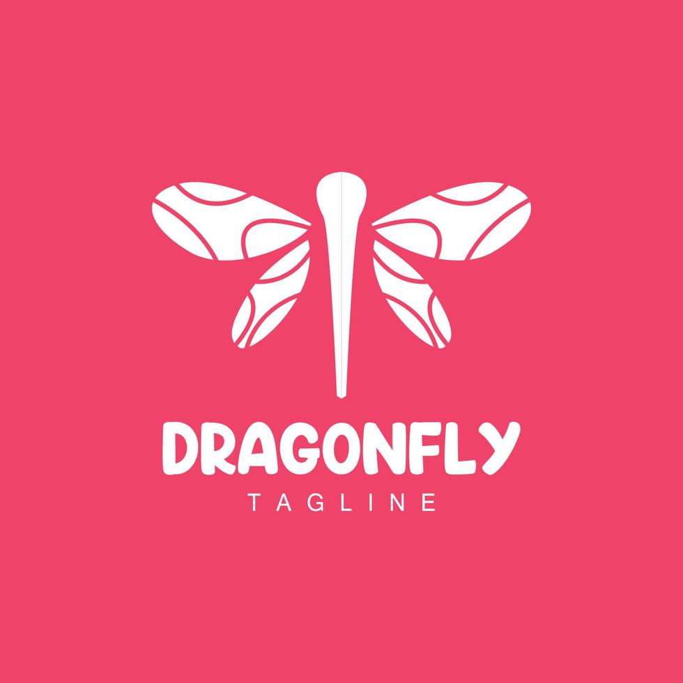 Dragonfly Logo, Flying Animal Design, Vector Simple Line Style, Icon Symbol Illustration