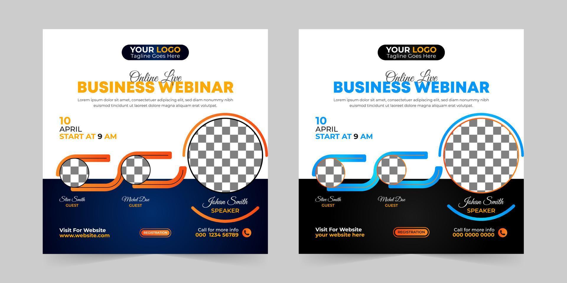 Editable business webinar conference square social media post and digital marketing promotion advertising banner design template vector