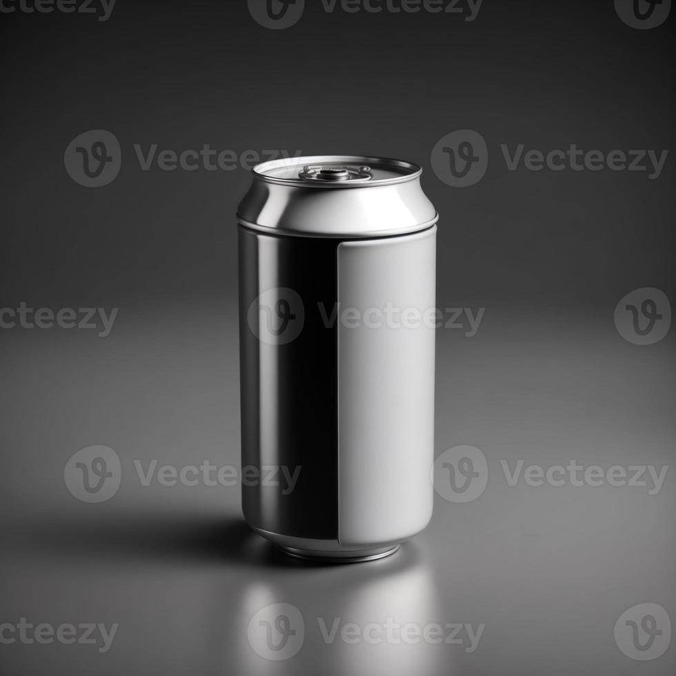 Aluminium white slim cans in silver with blank label. White Metal Aluminum Beverage Drink Can with no label for mockup. photo