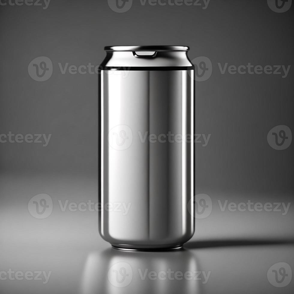 Aluminium white slim cans in silver with blank label. White Metal Aluminum Beverage Drink Can with no label for mockup. photo