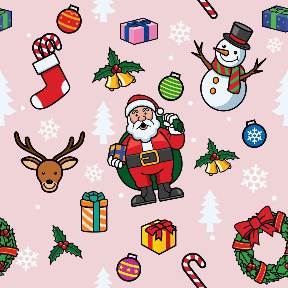 seamless christmas cartoon pattern vector