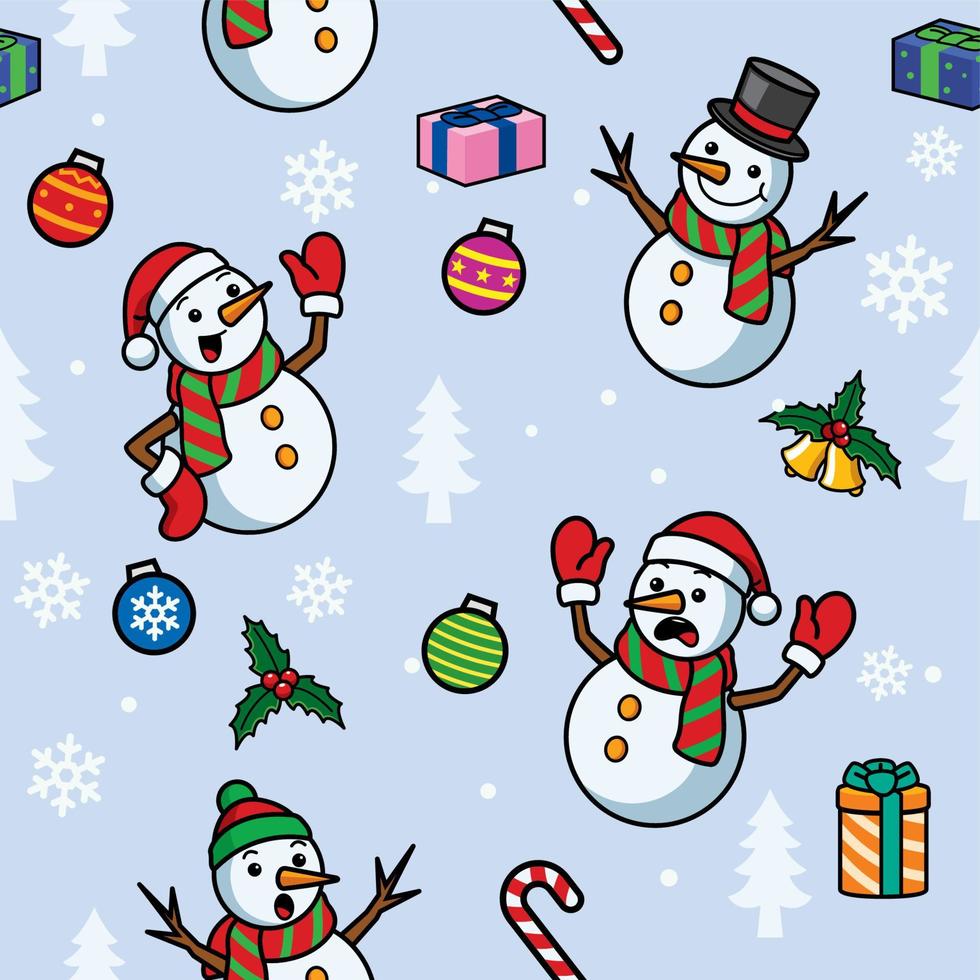 seamless snowman christmas pattern vector