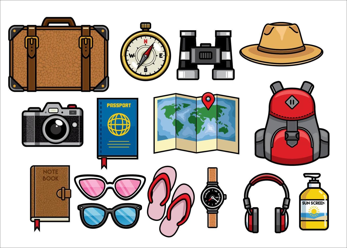 set of traveling objects collection vector