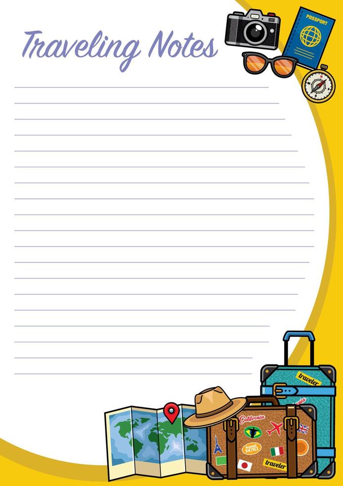 traveling notes design with object set vector