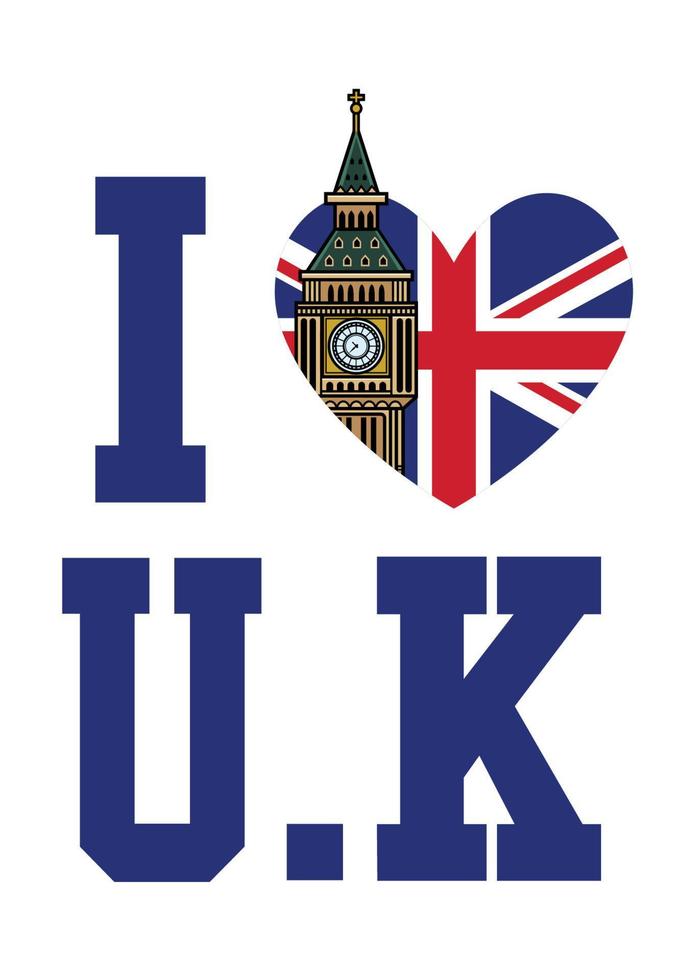 united kingdom flag with heart shape vector