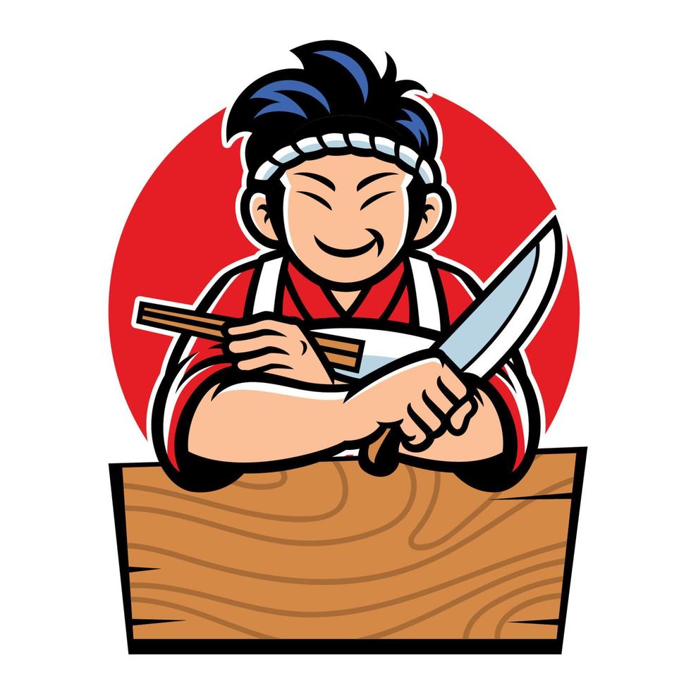 japan chef with cartoon style vector