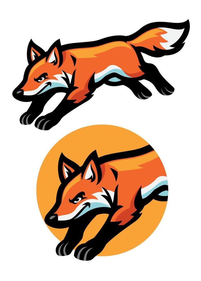 jumping fox mascot vector