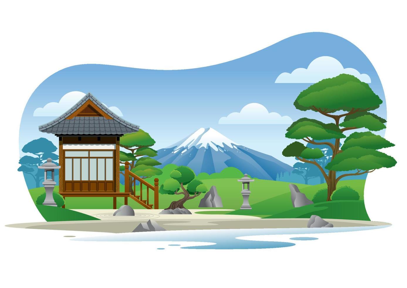 japan traditional garden vector