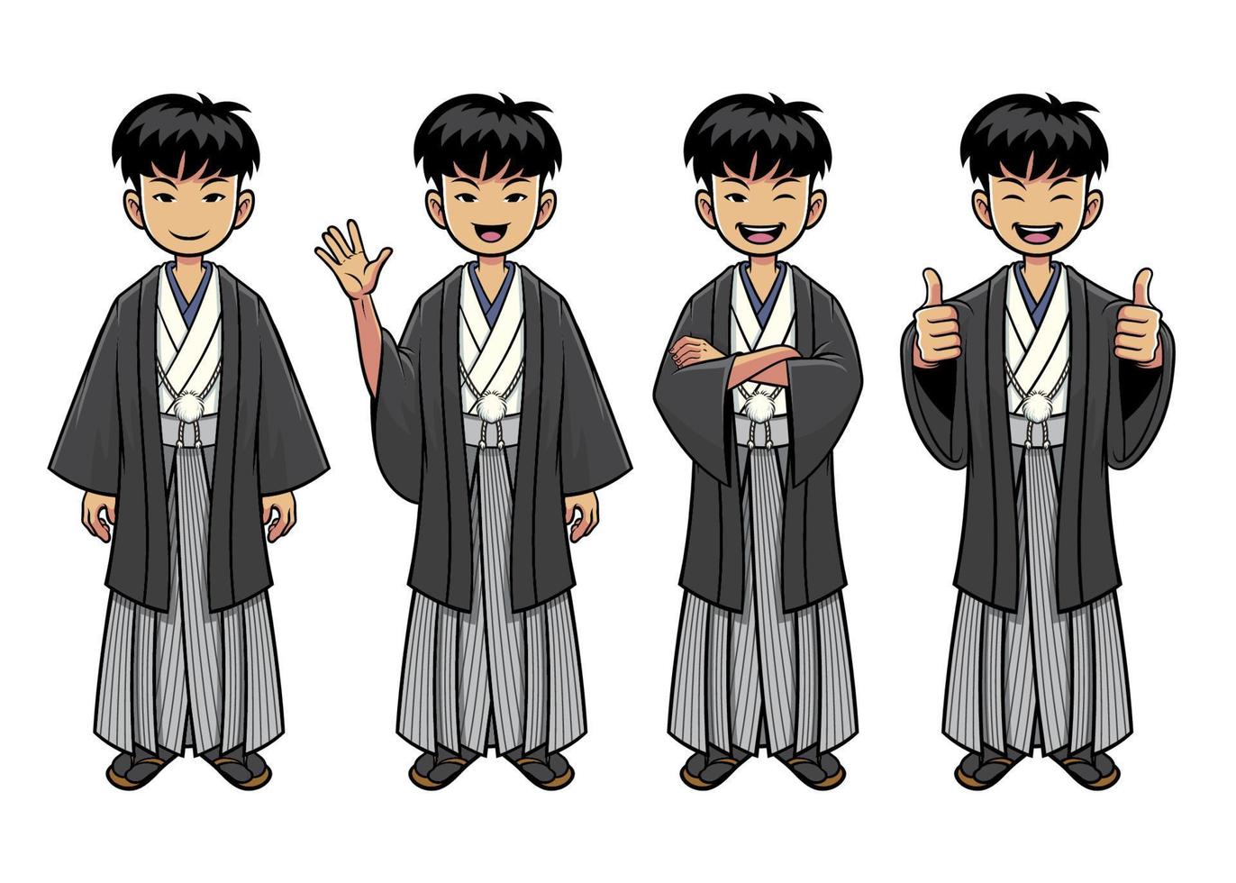 traditional japan man character set vector