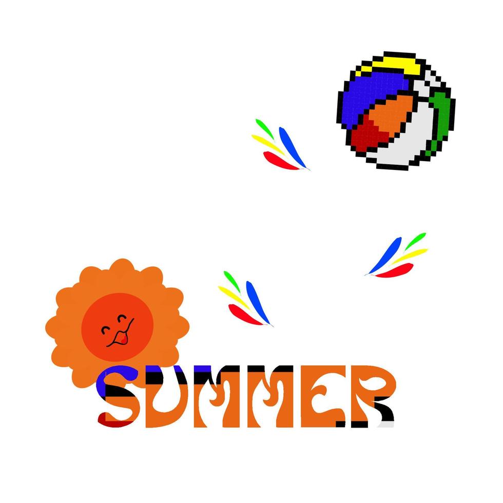 Hand drawn vector, Hello summer background with fresh pineapple ,fresh lemon and beach ball for created  Banner, Flyer, Invitation, Brochure vector