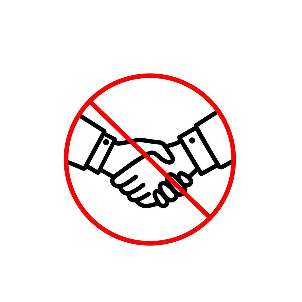 Dont shake hands vector icon. Prevention direct contact with infection Coronavirus illustration sign. warning element avoid handshake.