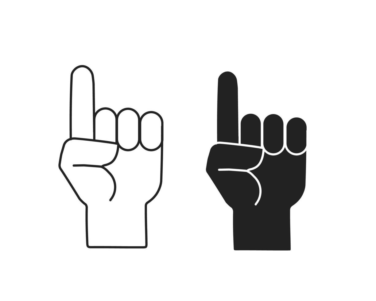 Number One Hand Finger Pointing Up Isolated Vector Illustration
