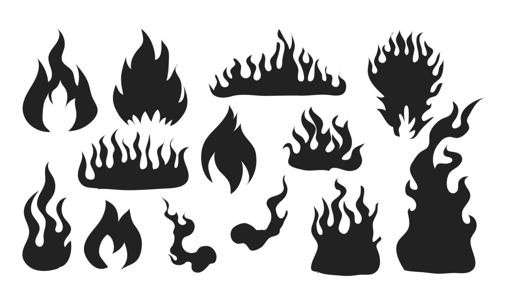 Fire flames, set vector icons