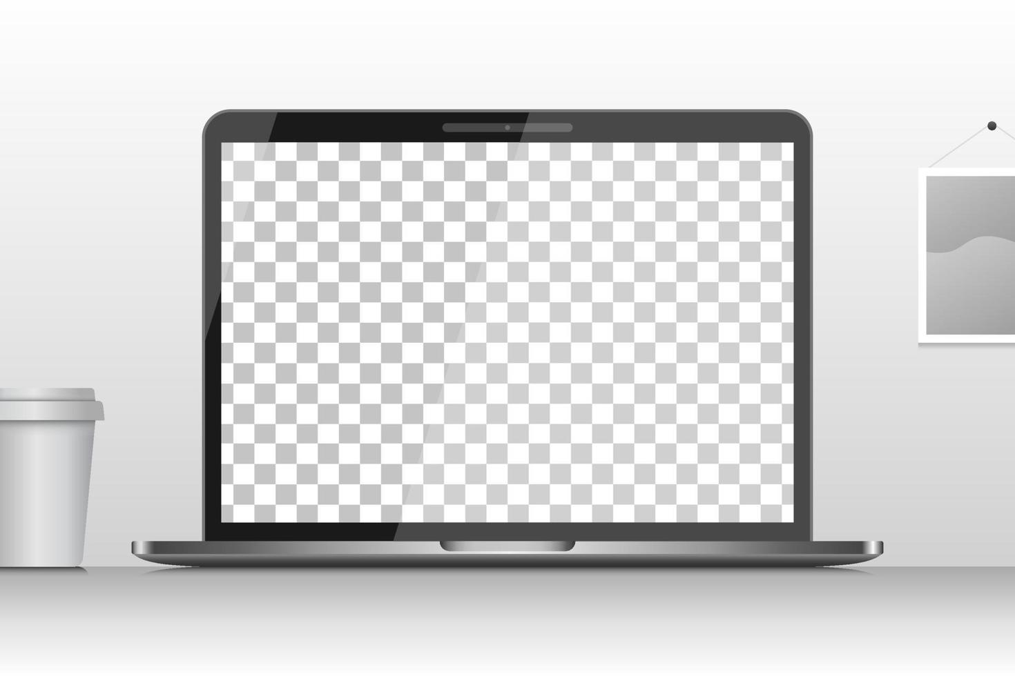 Laptop Mockup Template with Grey and Black Color Gradient vector