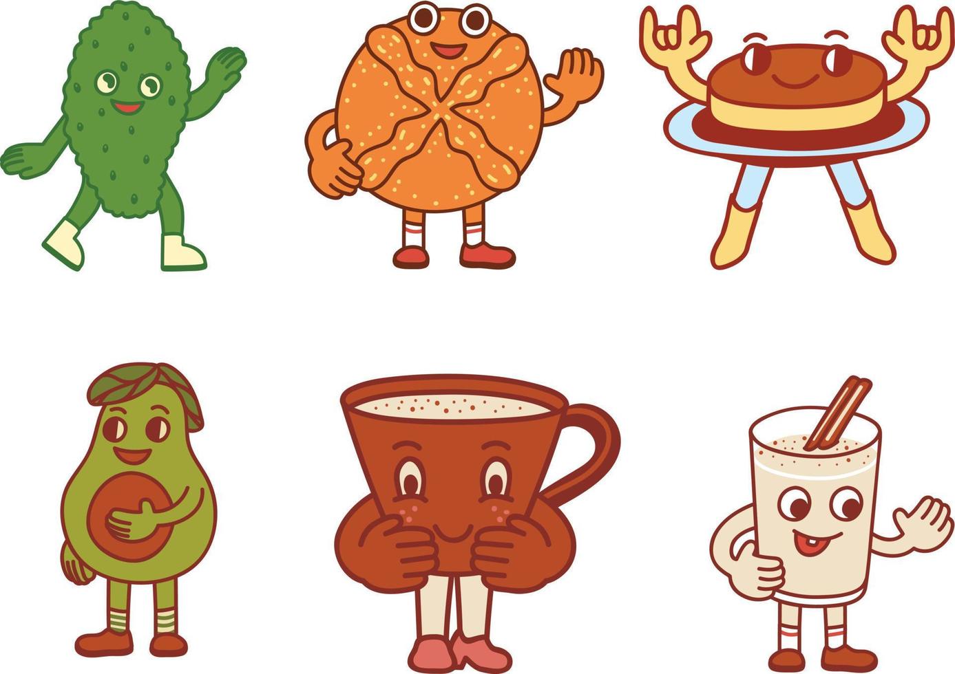 linda dibujos animados comida con bebidas icono. vector ilustración en plano estilo.