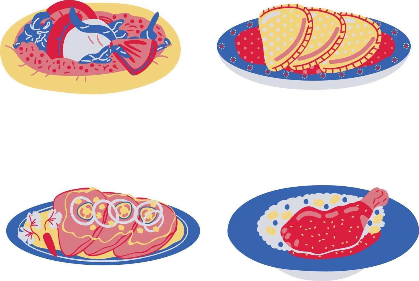 Mexican food icon set. Vector illustration of mexican food.
