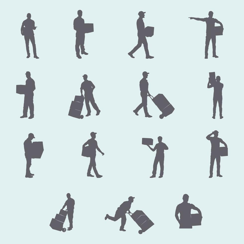 Delivery man silhouettes vector