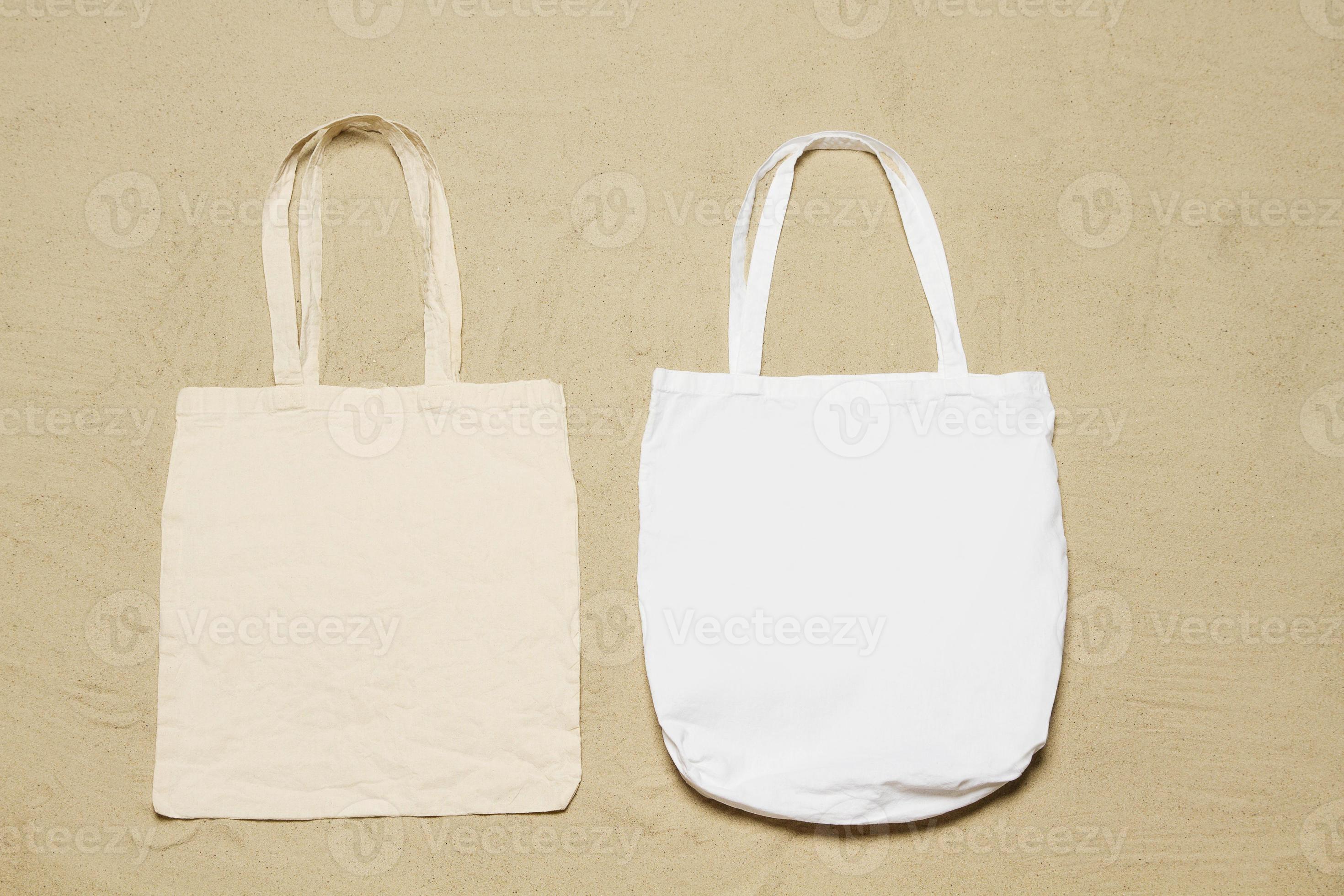 White Eco Bag Mockup Blank Shopping Sack Copy Space Canvas Stock