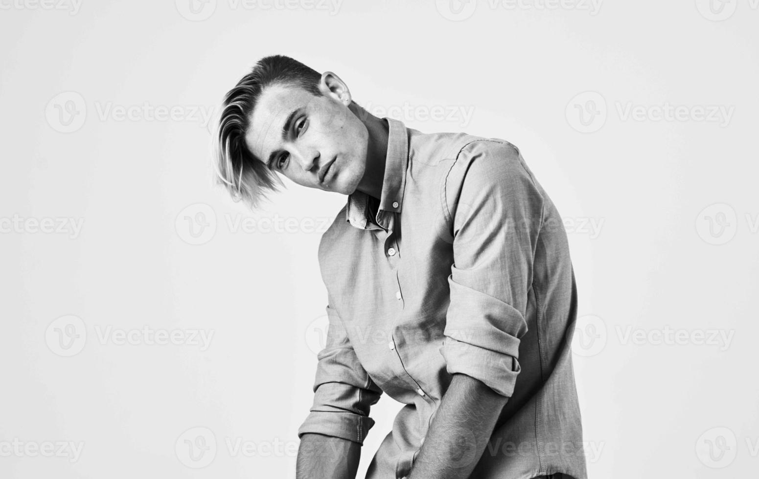 elegant man fashion hairstyle studio posing lifestyle photo