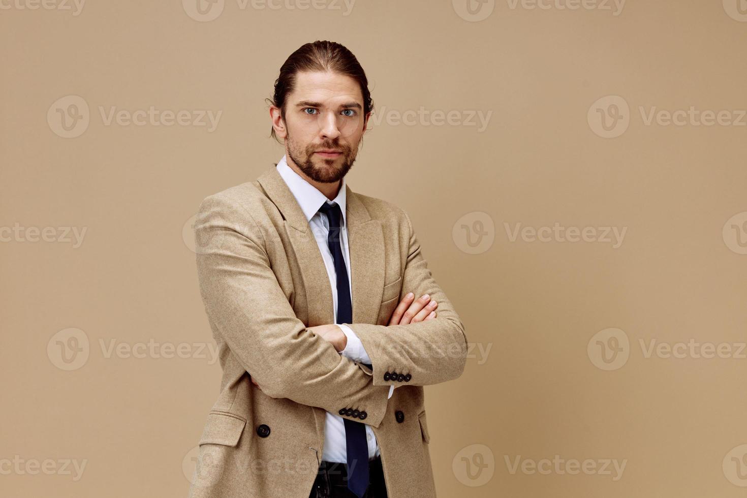 fashionable man emotional man in suit gesture with hands lifestyle model photo