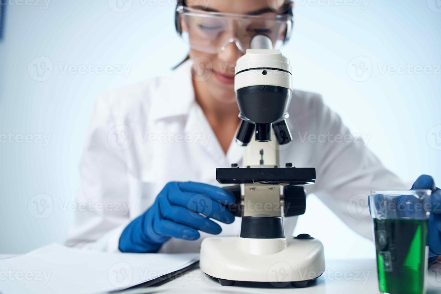 woman scientist research microbiology technology photo