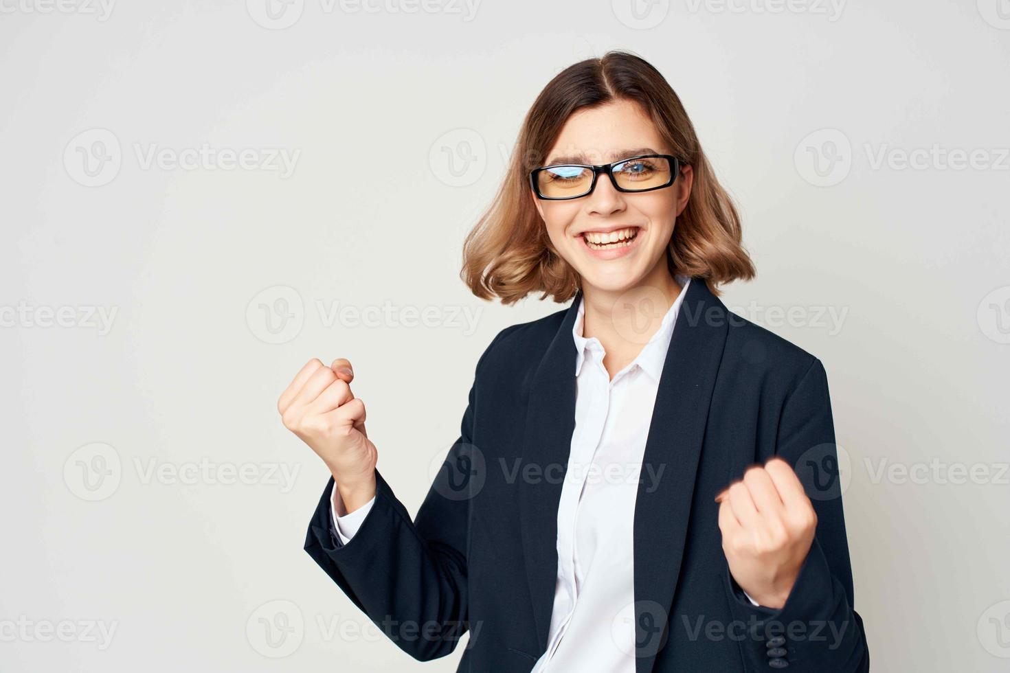 Business woman in suit emotions work manager close-up photo