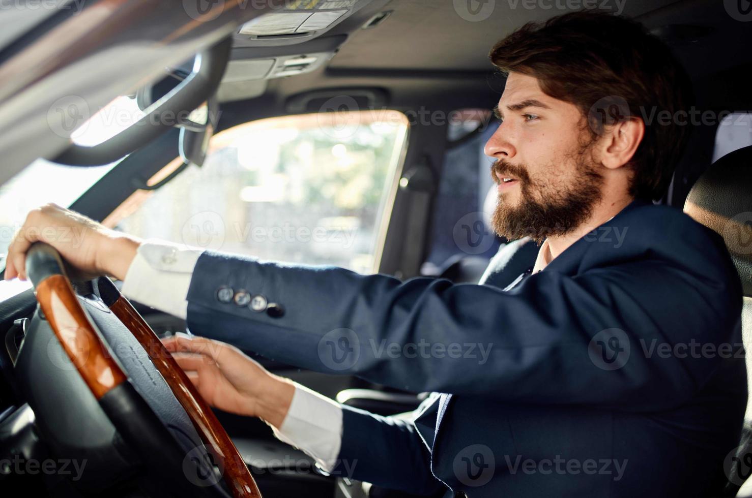 bearded man official passenger driver road success service rich photo