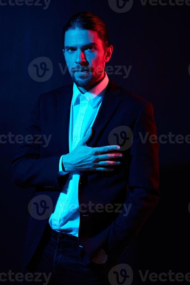 stylish man in costume posing fashion isolated background photo