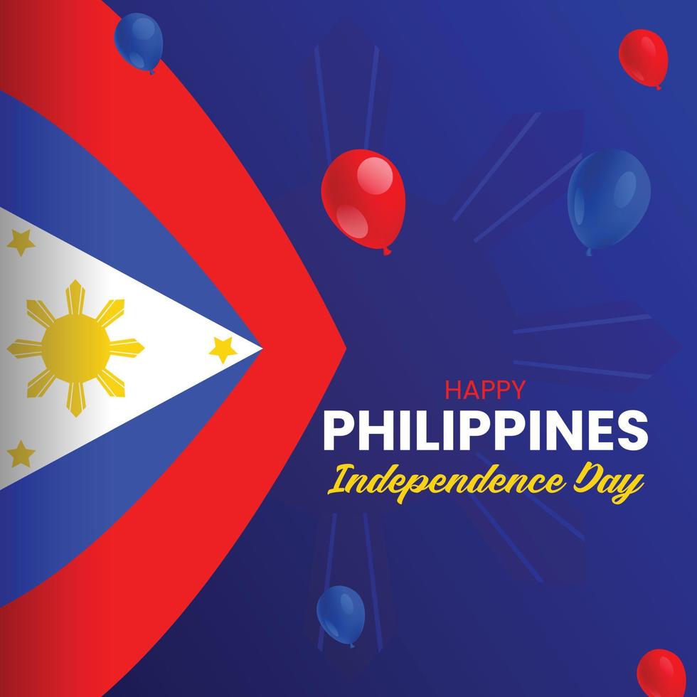Philippines independence day wishing post design with flag vector file