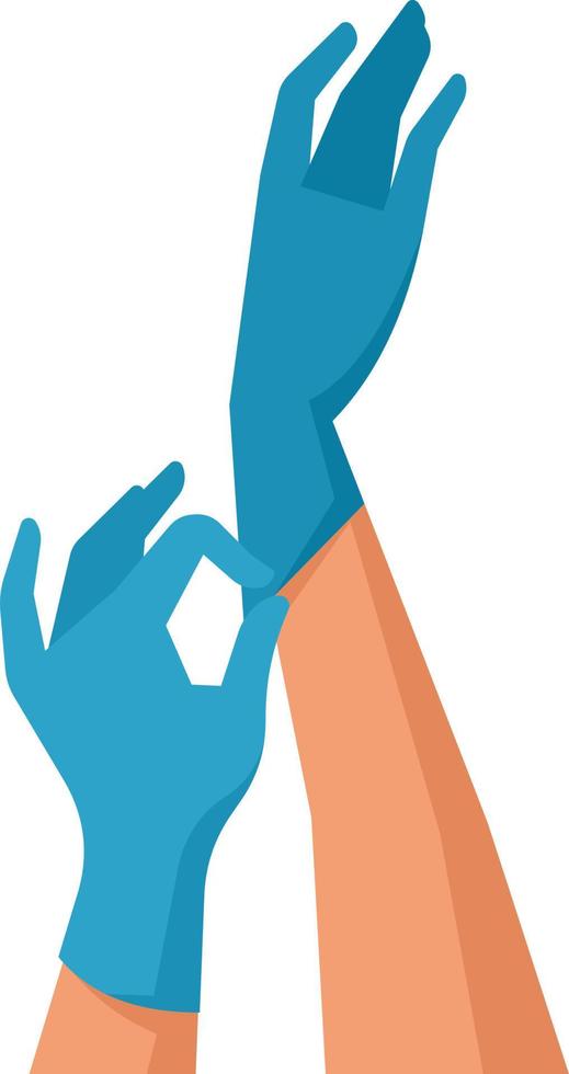Vector Image Of Human Hands With Medical Gloves