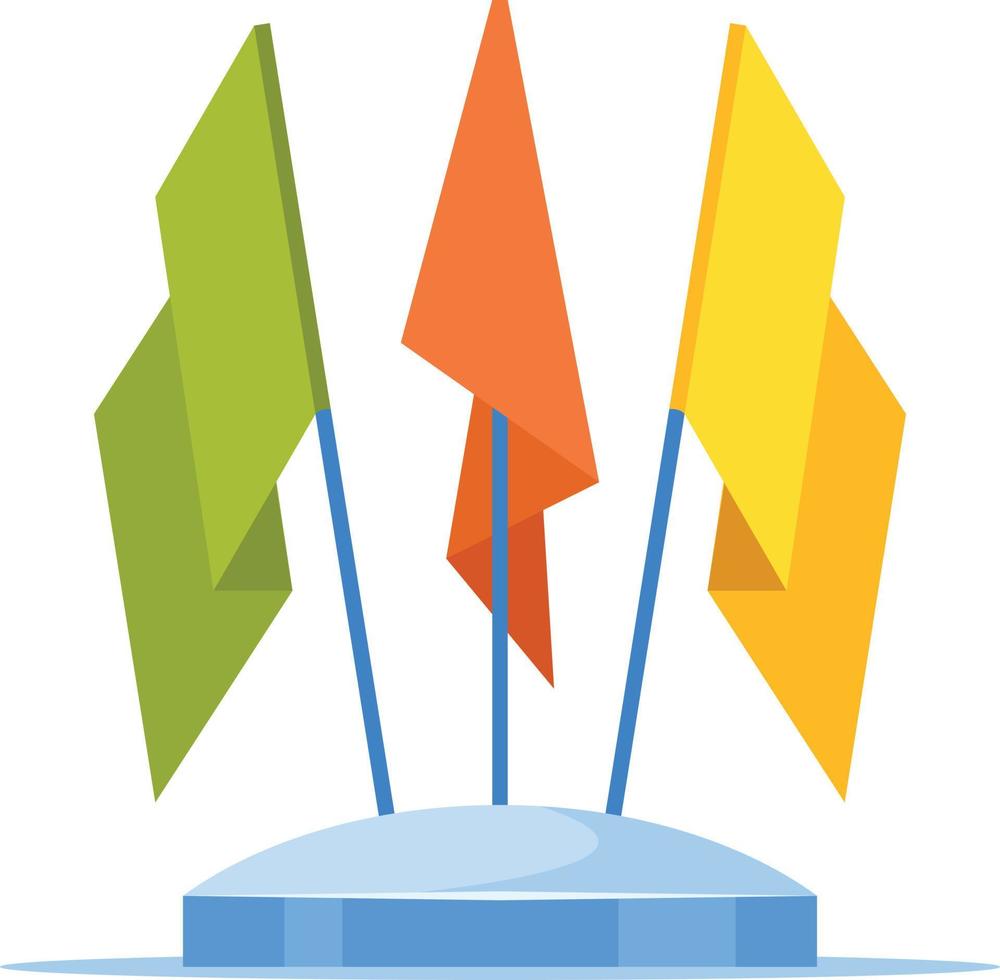 Vector Image Of Three Flags On A Stand