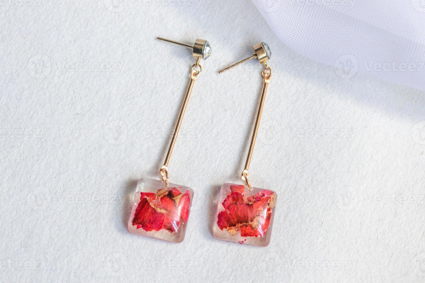 Handmade resin earrings, jewelry for women. photo