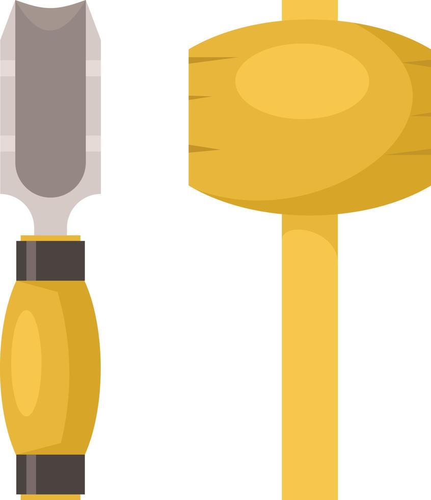 Vector Image Of A Chisel And A Mallet