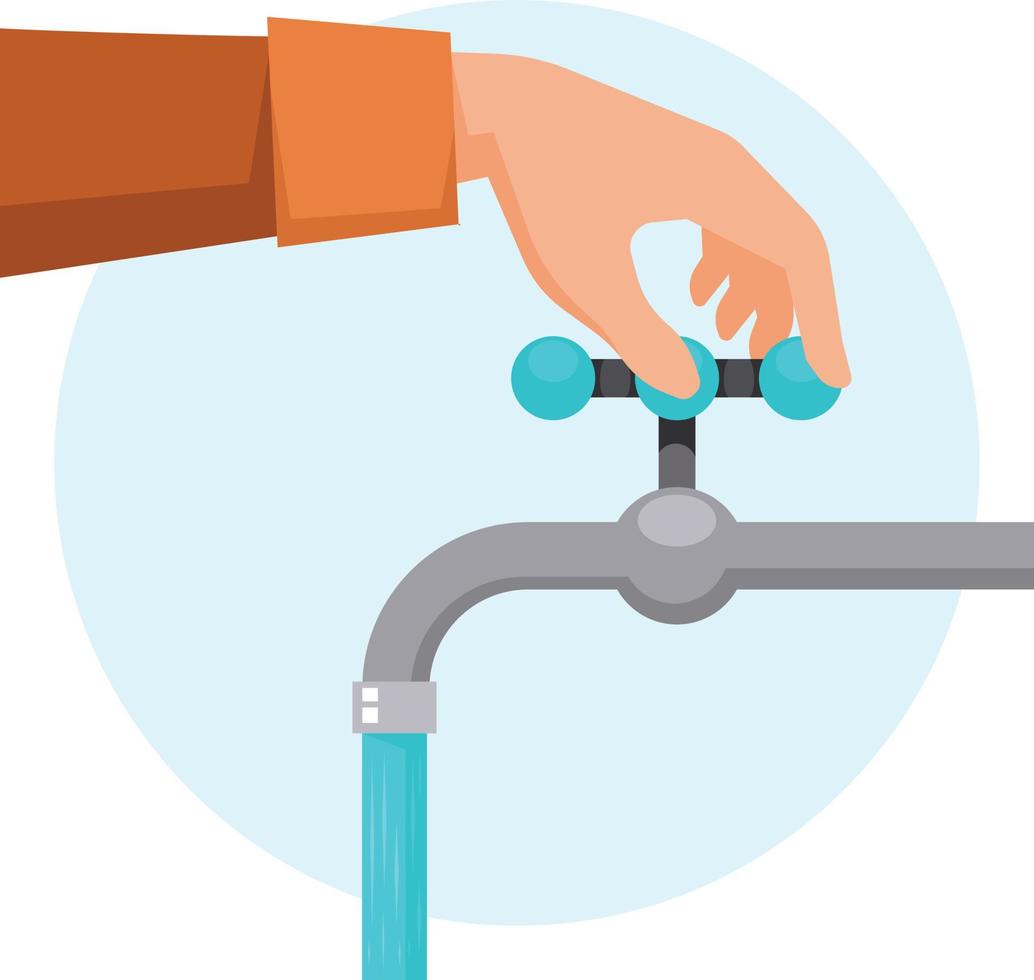 Vector Image Of A Hand Opening A Water Tap