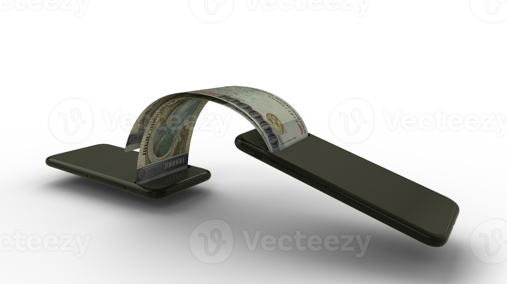 3d interpretazione di 100000 armeno dram Appunti trasferimento a partire dal uno Telefono per altro. mobile i soldi transazione concetto. i soldi In arrivo su di mobile Telefono png