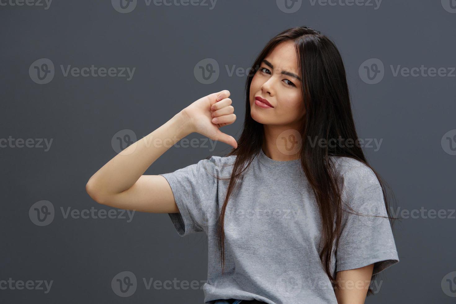 Beautiful asian model with long hair photo
