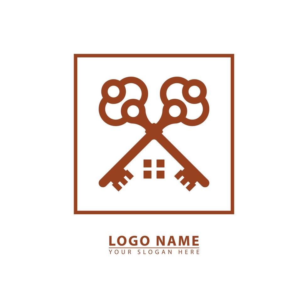 Two house keys logo icon vector. vector