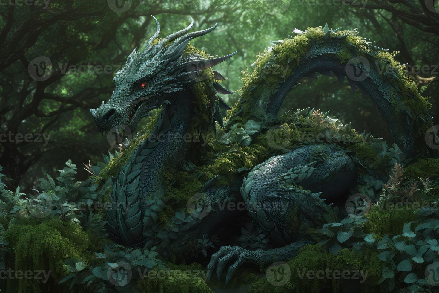 Cute forest dragon. Generate Ai photo