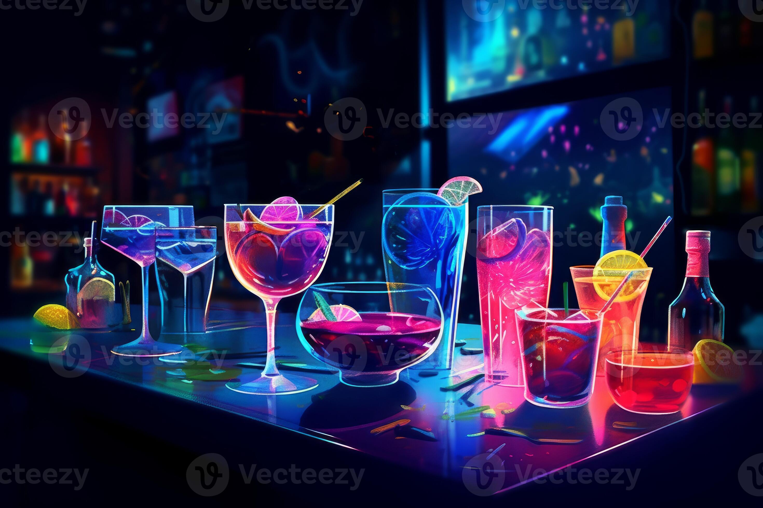 Neon night club cocktails. Generate Ai 22644118 Stock Photo at Vecteezy