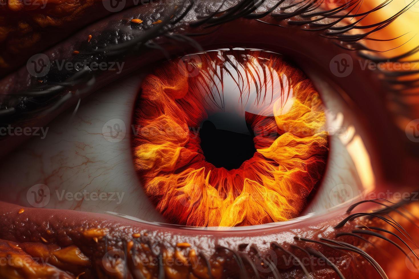 Eye closeup fire. Generate Ai photo