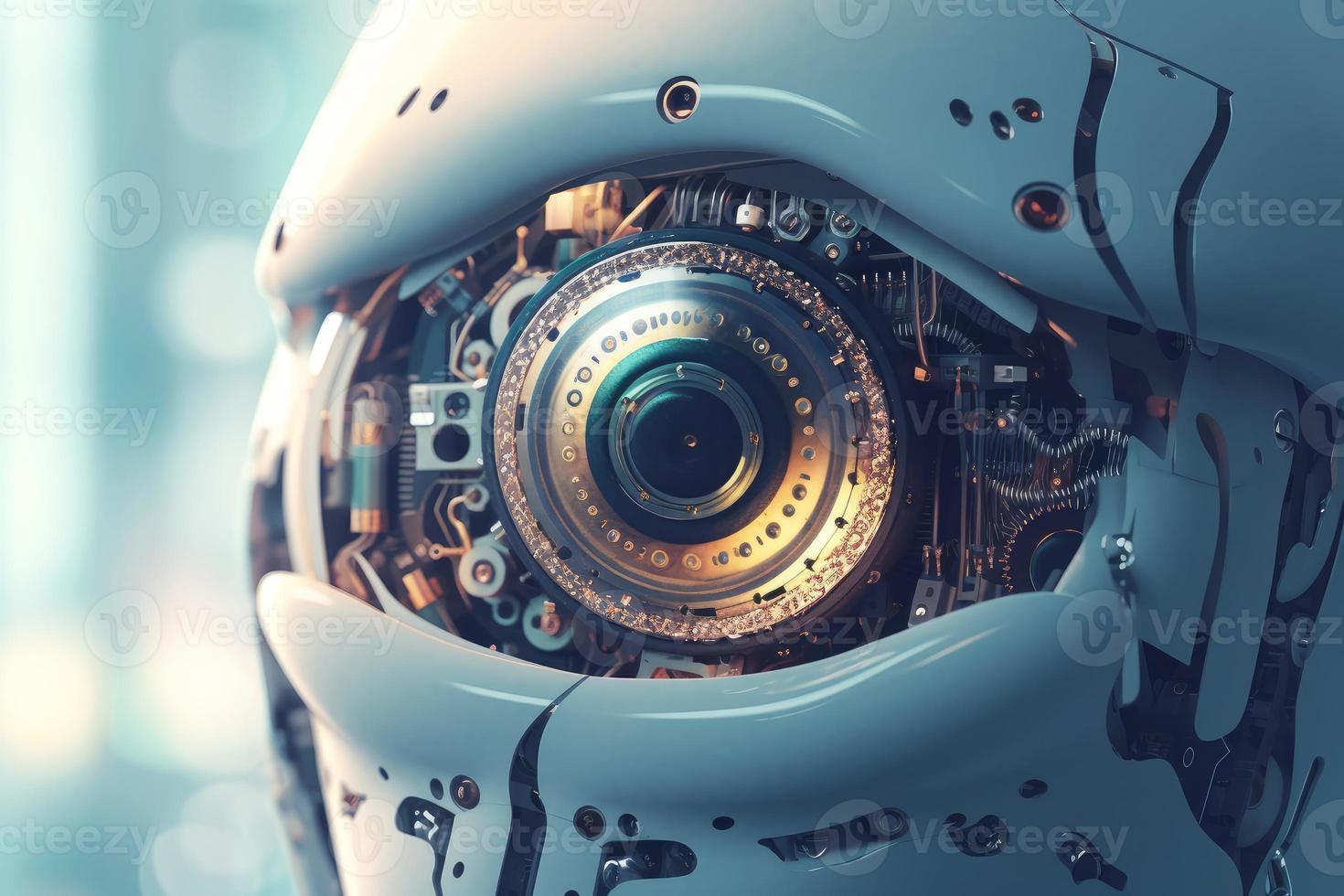 Human eye in robot. Generate Ai photo