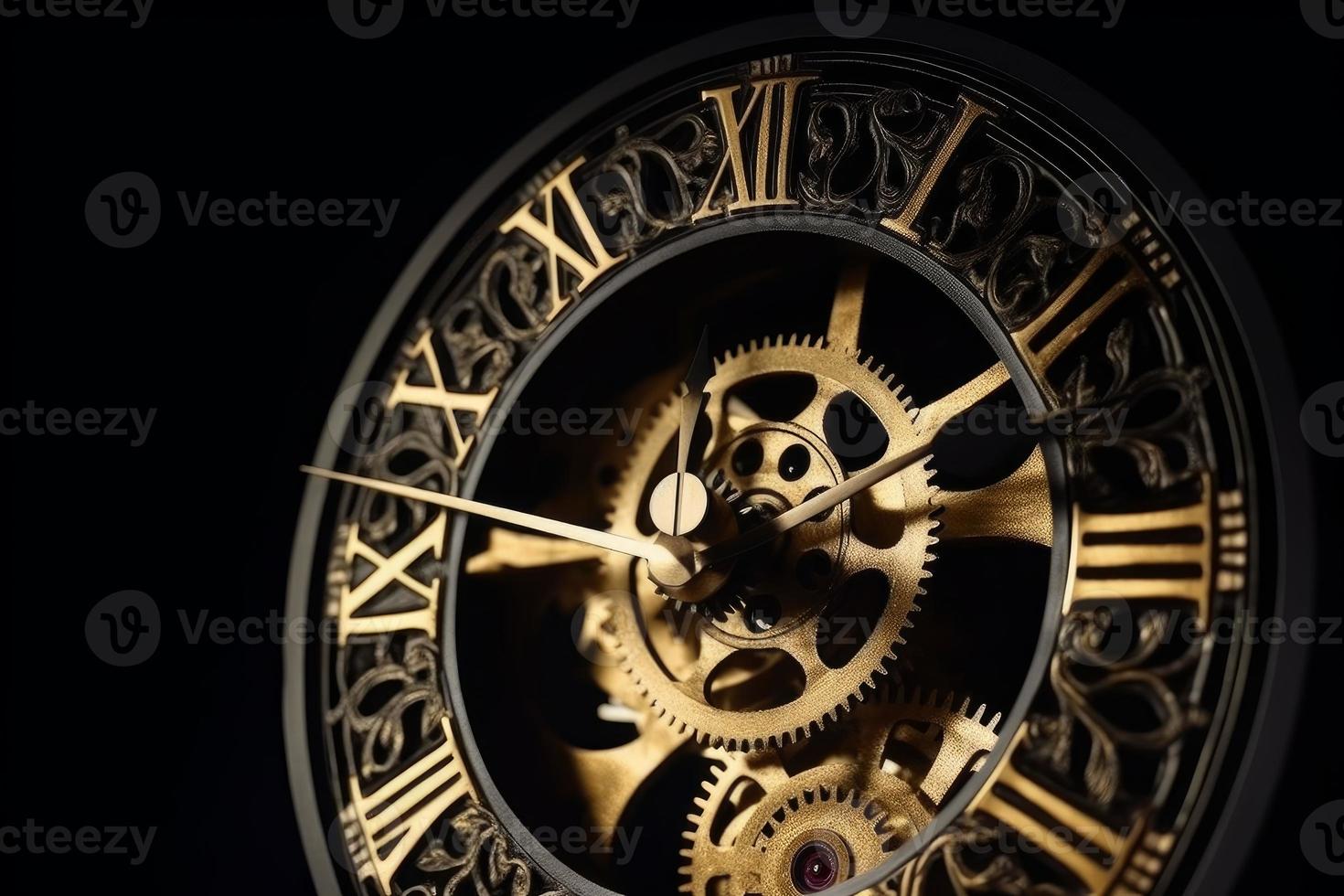 Gold old clock. Generate Ai photo