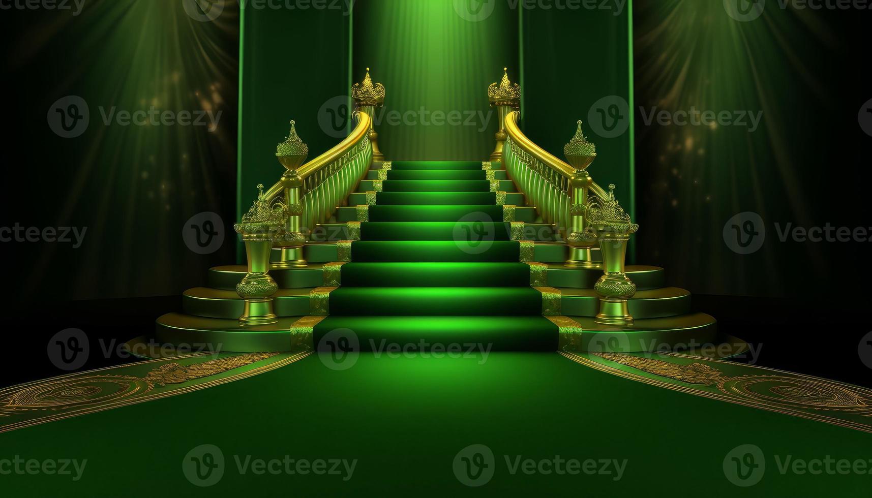 Green carpet at castle. Generate Ai photo